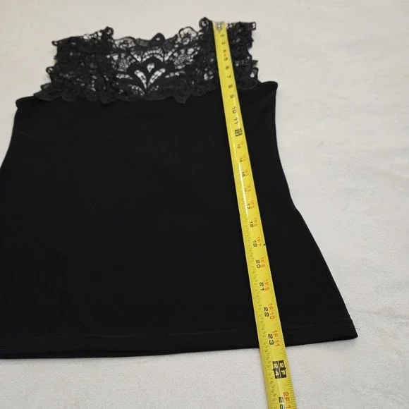 VTG Joseph Ribkoff Black Sleeveless Top Intricate Lace Statement Neckline Size 8 - Picture 4 of 6